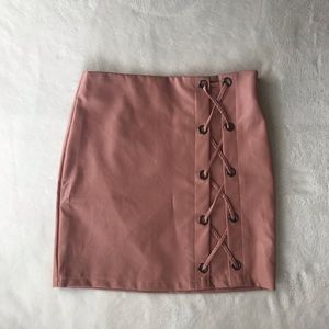 Faux Leather Pink Skirt